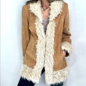 Giacca Sz L suede faux fur jacket